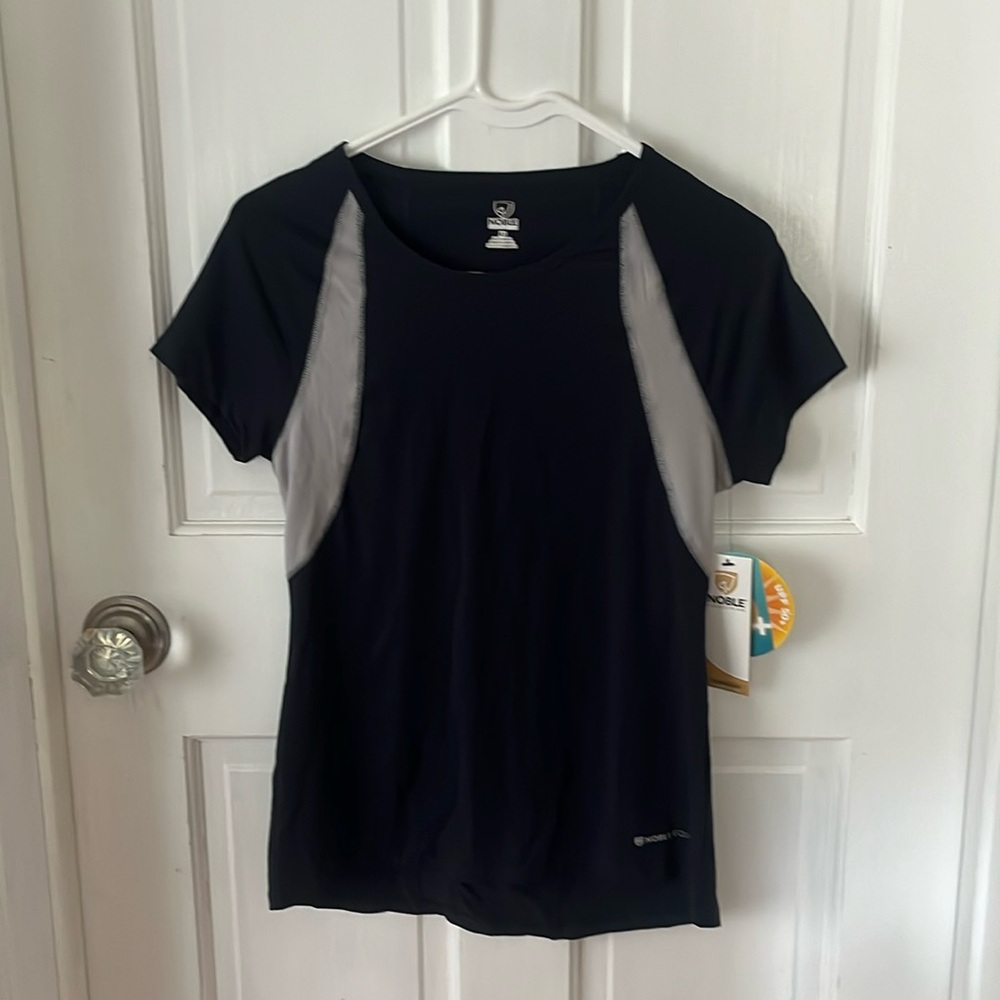 NWT noble equestrian navy blue athletic shirt size XS